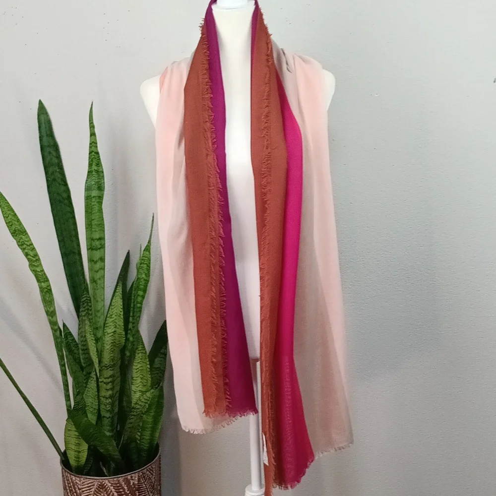 A New Day Women's Multicolor Stripped Wide Long Fringe Edge Scarf / Wrap